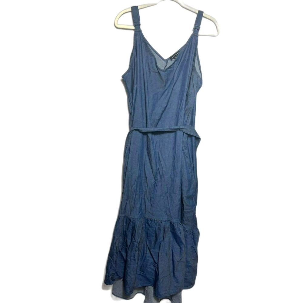 Universal Standard Dress Women's Size 18/20 Medium Blue Chambray Midi Tiered NWT - Picture 2 of 6